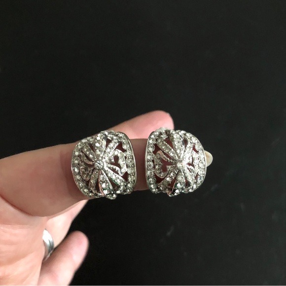 Kenneth Jay Lane KJL Sparkly Crystal Hoop Earrings - Picture 2 of 5